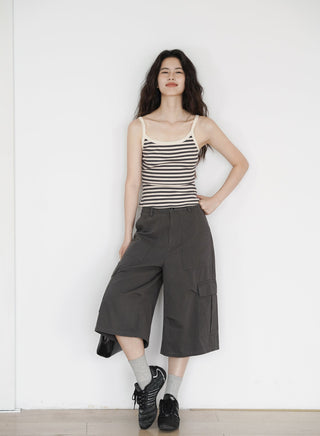 gray cropped overalls