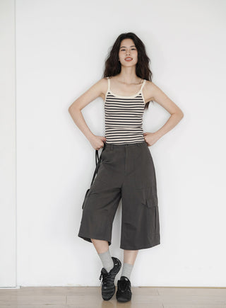 gray cropped overalls
