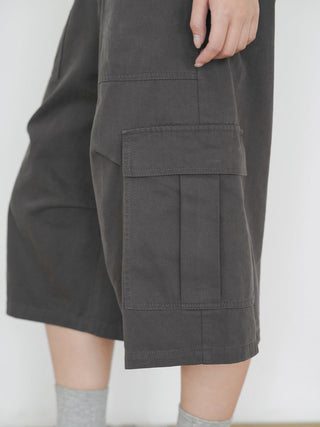 gray cropped overalls