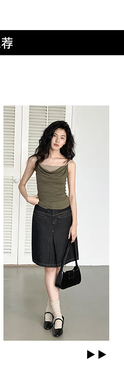 split denim skirt