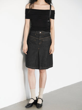 split denim skirt
