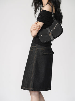split denim skirt