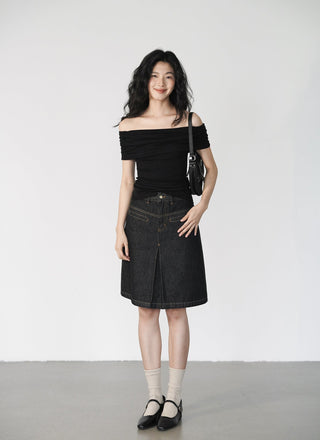split denim skirt