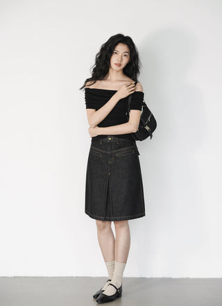 split denim skirt