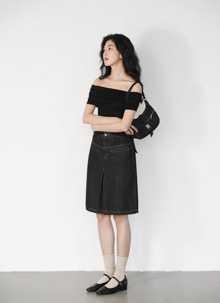 split denim skirt