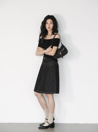 split denim skirt