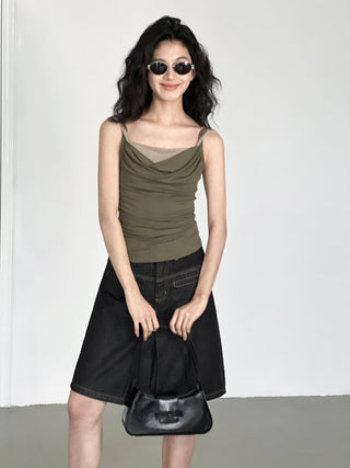split denim skirt