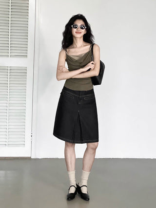 split denim skirt