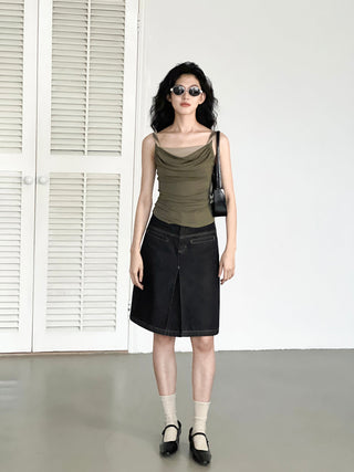 split denim skirt