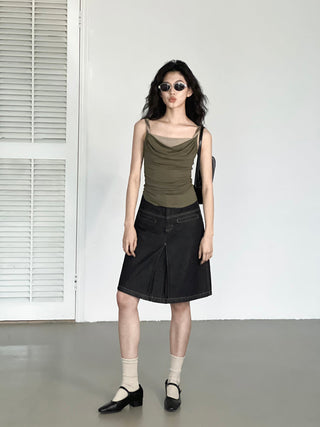 split denim skirt
