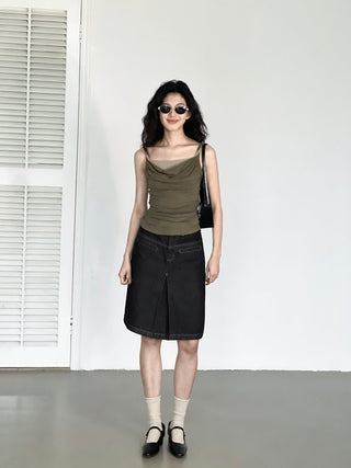 split denim skirt