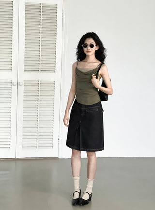 split denim skirt