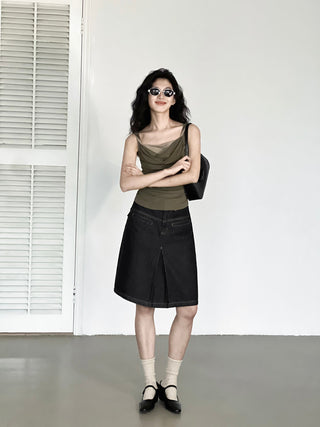 split denim skirt