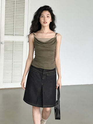 split denim skirt