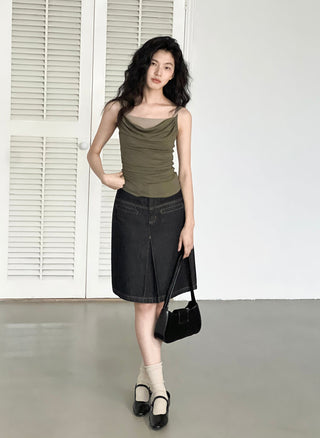 split denim skirt