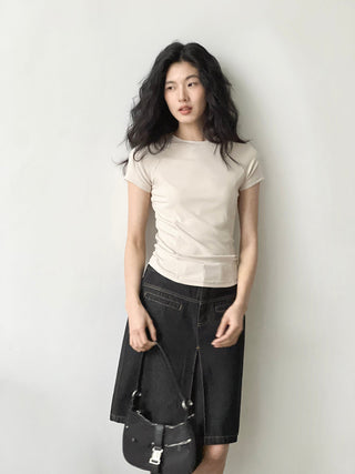 split denim skirt