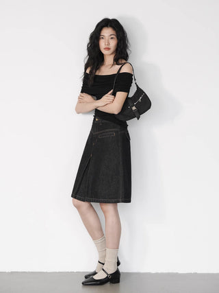 split denim skirt