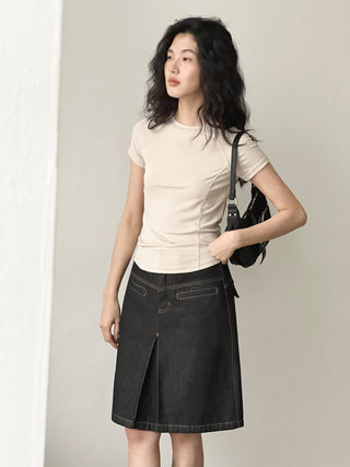 split denim skirt