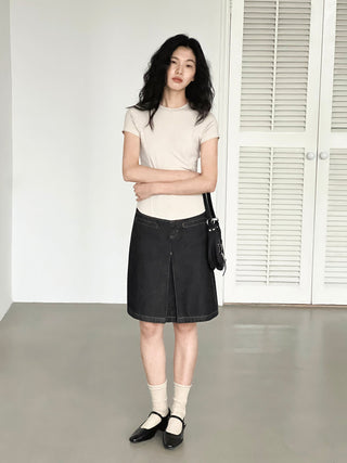 split denim skirt