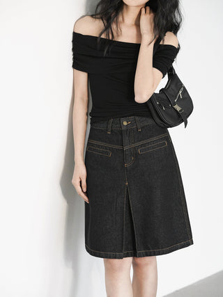 split denim skirt