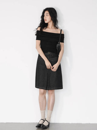 split denim skirt