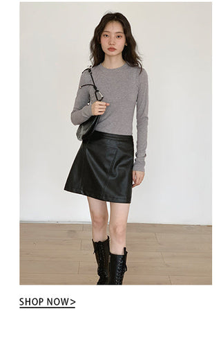brown PU skirt