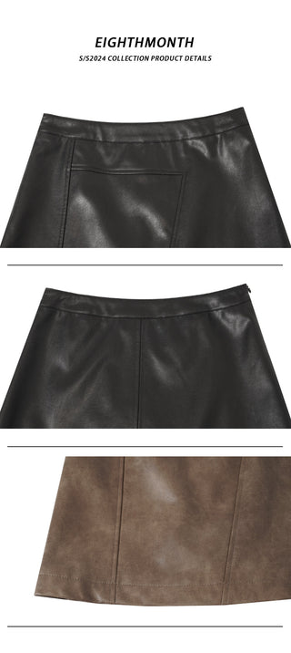 brown PU skirt