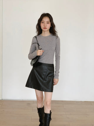 brown PU skirt