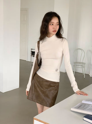 brown PU skirt
