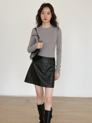 brown PU skirt