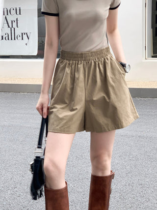 khaki wide shorts