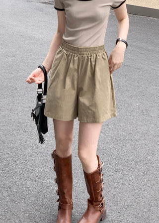 khaki wide shorts