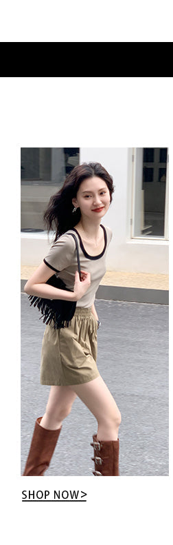 khaki wide shorts