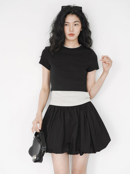 black mini skirt
