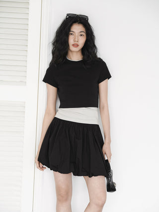 black mini skirt