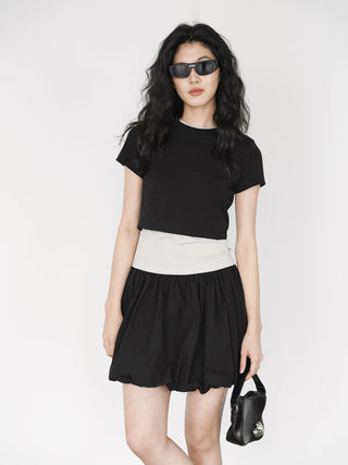 black mini skirt