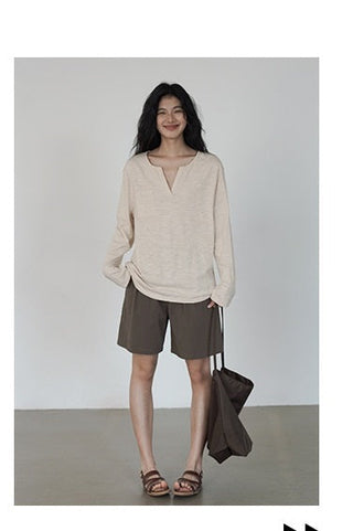 V-neck long top