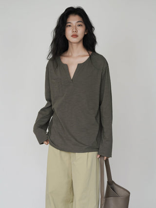 V-neck long top