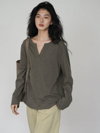 V-neck long top