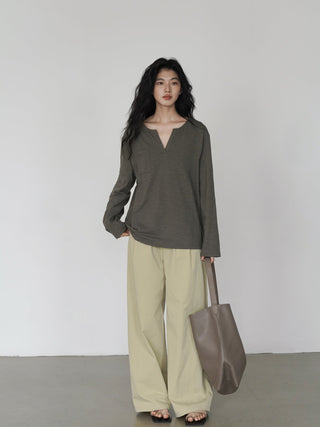 V-neck long top