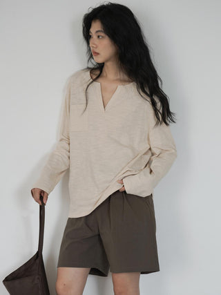 V-neck long top