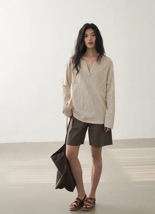 V-neck long top