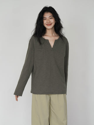 V-neck long top