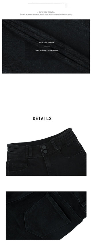 black denim shorts