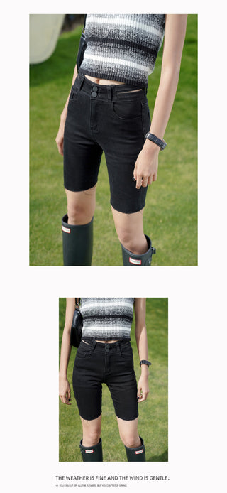 black denim shorts