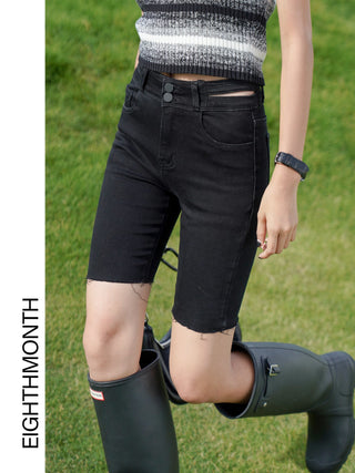 black denim shorts