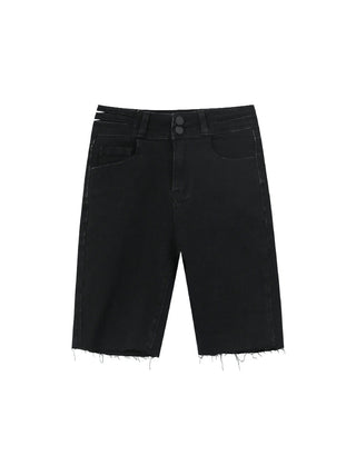 black denim shorts