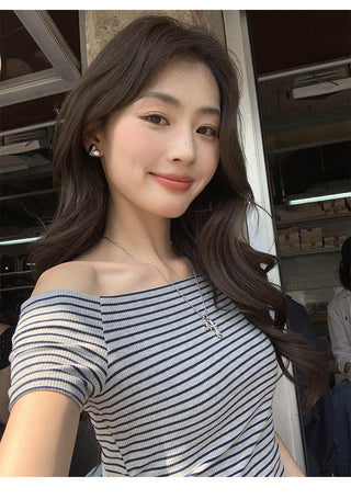 striped waist top