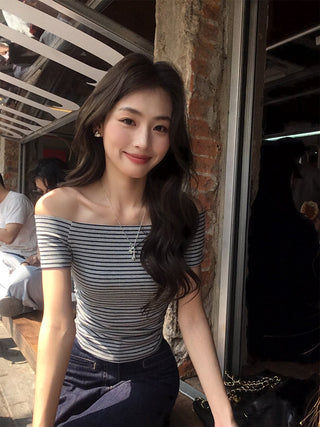 striped waist top