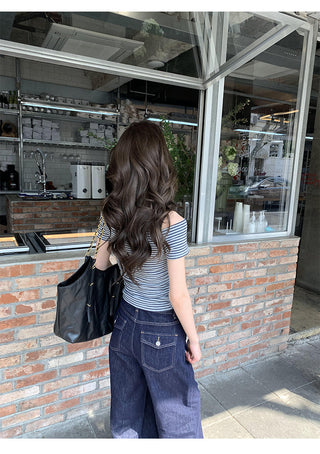 striped waist top